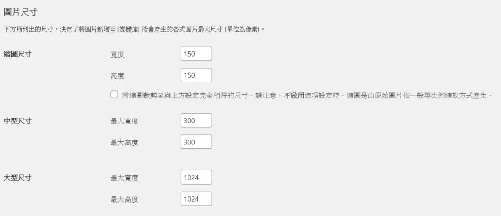 圖片尺寸設定