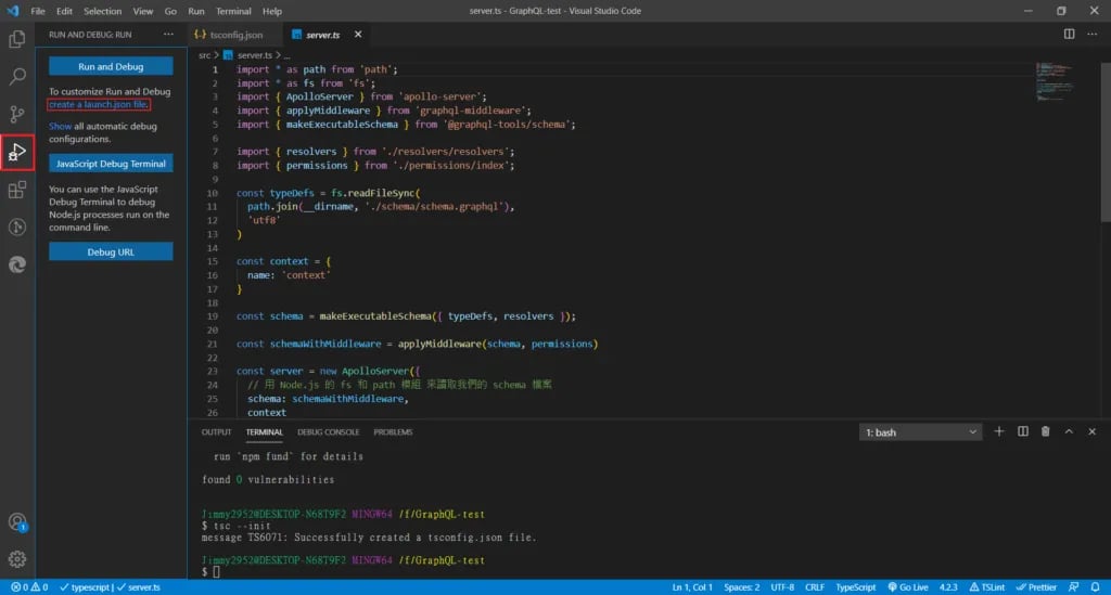 TypeScript debug