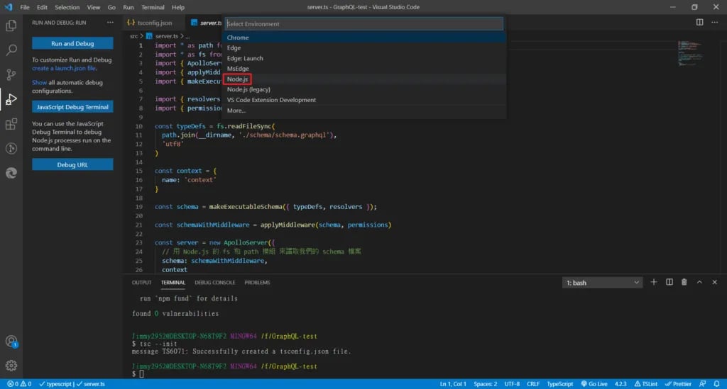 TypeScript debug