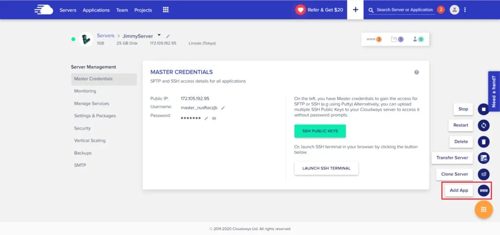Cloudways 新增網站