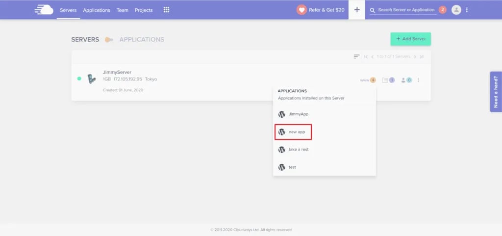 Cloudways 新增網站