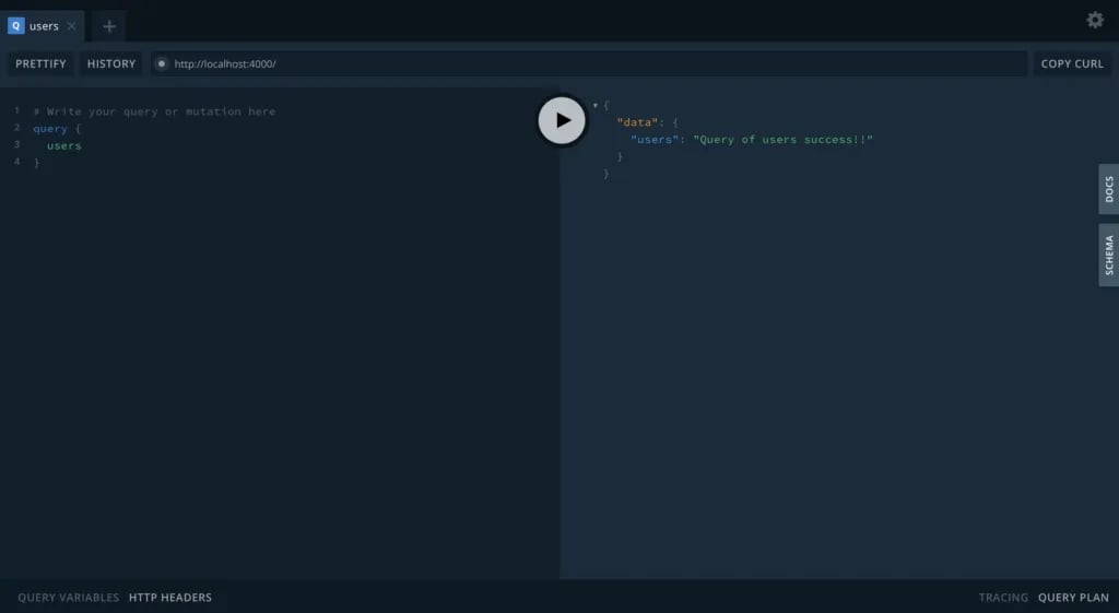 GraphQL playground